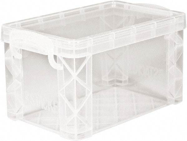 ADVANTUS - 1 Compartment, 6-1/4 Inch Wide x 3-7/8 Inch Deep x 3-1/2 Inch High, Card File Box With Lift-Off Lid - Plastic, Clear - Exact Industrial Supply