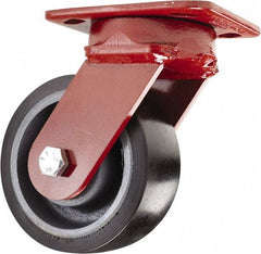 Hamilton - 5" Diam x 2" Wide x 6-1/2" OAH Top Plate Mount Swivel Caster - Polyurethane, 1,360 Lb Capacity, Sealed Precision Ball Bearing, 4 x 5" Plate - Exact Industrial Supply