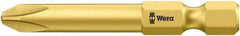 Wera - #3, Hex Drive Phillips Power Screwdriver Bit - 1/4" Drive, 2" OAL - Exact Industrial Supply