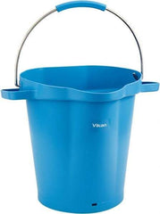 Vikan - 5 Gal, 18" High, Polypropylene Round Blue Single Pail with Pour Spout - Handle Included, 15.4mm Top Length x 18.9" Top Width x 18.9" Top Diam - Exact Industrial Supply