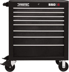 Proto - 8 Drawer 15,134 Lb Capacity Steel Tool Roller Cabinet - 34" Wide x 41" High x 25-1/4" Deep, Ball Bearing Drawer Slides, Black - Exact Industrial Supply
