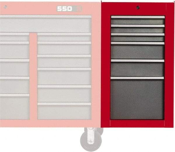 Proto - 6 Drawer Red/Gray Side Cabinet - 19" Wide x 34" High x 25" Deep, Use with 502 Series Box - Exact Industrial Supply