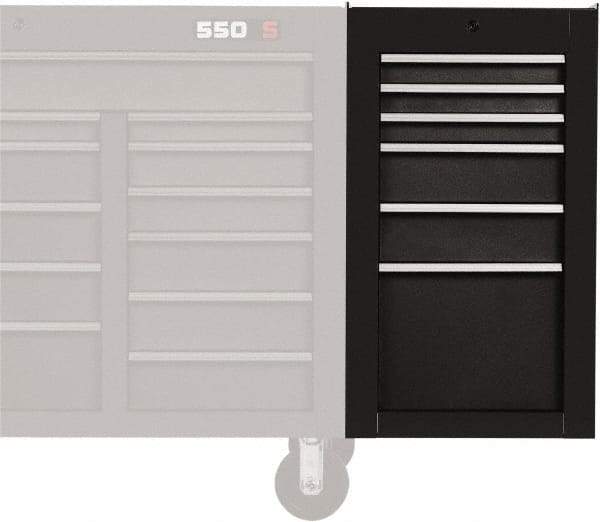 Proto - 6 Drawer Black Side Cabinet - 19" Wide x 34" High x 25" Deep, Use with 500 Series Box - Exact Industrial Supply