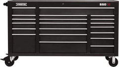Proto - 20 Drawer Mobile Workstation - 67" Wide x 25-1/4" Deep x 41" High, Steel, Dual Black - Exact Industrial Supply