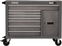 Proto - 1 Shelf, 8 Drawer, 1 Door Mobile Workstation - 50" Wide x 25-1/4" Deep x 41" High, Steel, Dual Gray - Exact Industrial Supply