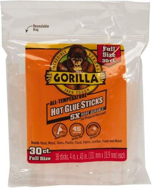 Gorilla Glue - 0.43" Diam, 4" Long, Clear, Hot Melt, Low Melt Glue Stick - Exact Industrial Supply