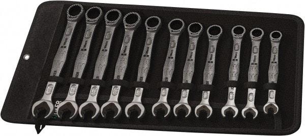 Wera - 11 Piece, 8mm to 19mm, Combination Wrench Set - Metric Measurement Standard, Chrome Vanadium Finish, Comes in Canvas Tool Holster - Exact Industrial Supply