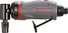 Proto - 1/4" Collet, Angle Handle, Angle Air Die Grinder - 18,500 RPM, Rear Exhaust, 4 CFM, 0.5 hp, 90 psi, 1/4" Inlet - Exact Industrial Supply