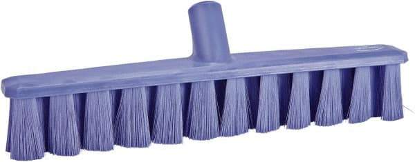 Vikan - 15.25" Fine Particle Polyester Push Broom - 1-7/8" Bristle Length, Plastic Block, European Threaded Handle Connection, Handle Sold Separately - Exact Industrial Supply