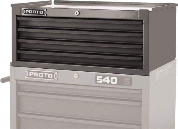 Proto - 4 Drawer Intermediate Tool Chest - 26-1/4" Wide x 18" Deep x 10" High, Steel, Red - Exact Industrial Supply