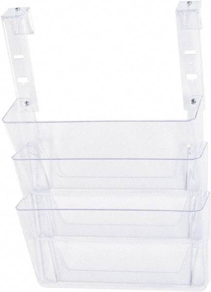 Deflect-o - 13" Wide x 4" Deep x 20" High, 3 Compartments, Plastic Hanging File Folder Racks-Plastic - Clear, 12-3/4" Compartment Width x 3-3/4" Compartment Depth x 6-3/4" Compartment Height - Exact Industrial Supply