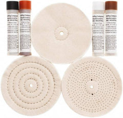 Value Collection - 6" Diam Loose Sewn, Cushion Sewn Buffing Wheel Set - 1/2" Arbor Hole - Exact Industrial Supply