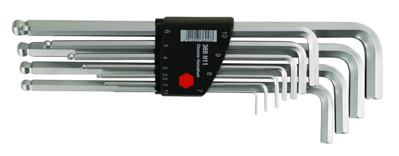 11 Pc  Metric Ball End Hex L-Key Set - Long Arm - Exact Industrial Supply