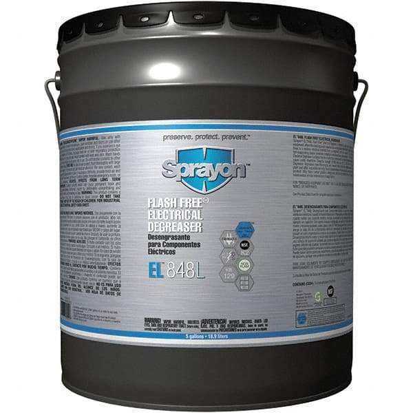 Sprayon - 5 Gallon Pail Electrical Grade Cleaner/Degreaser - 37,000 Volt Dielectric Strength, Nonflammable, Food Grade, Plastic Safe - Exact Industrial Supply