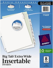 AVERY - 11 1/8 x 9 1/4" 1 to 8" Label, 8 Tabs, 3-Hole Punched, Customizable Tab Dividers - Exact Industrial Supply