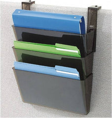 Deflect-o - 13" Wide x 7" High x 4" Deep Plastic Wall File - 3 Compartments, Black - Exact Industrial Supply
