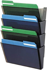 Deflect-o - 13" Wide x 7" High x 4" Deep Plastic Wall File - 4 Compartments, Smoke - Exact Industrial Supply