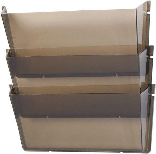 Deflect-o - 14-1/2" Wide x 6-1/2" High x 3" Deep Plastic Wall File - 3 Compartments, Smoke - Exact Industrial Supply