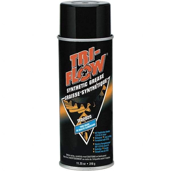 Tri-Flow - 11.25 oz Aerosol Synthetic High Temperature Grease - Translucent White, Food Grade & High Temperature, 400°F Max Temp, - Exact Industrial Supply