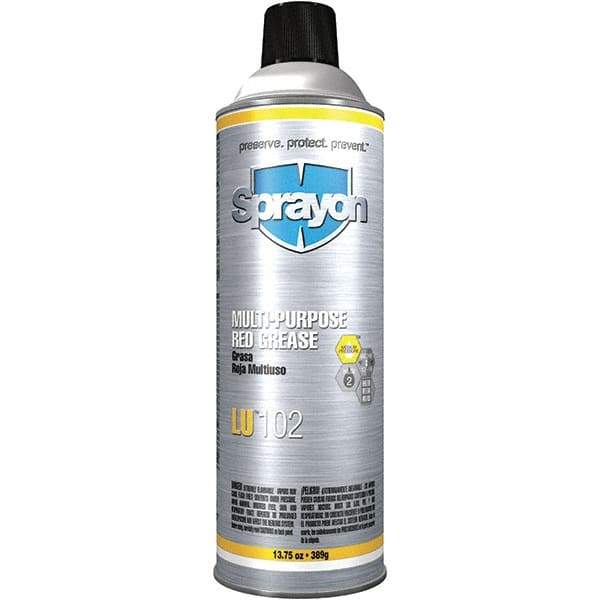 Sprayon - 13.75 oz Aerosol Aluminum General Purpose Grease - Red, 480°F Max Temp, NLGIG 2, - Exact Industrial Supply