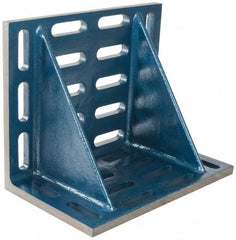 Interstate - 20" Wide x 12" Deep x 16" High Cast Iron Machined Angle Plate - Slotted Plate, Through-Slots on Surface, Double Web, Single Plate - Exact Industrial Supply