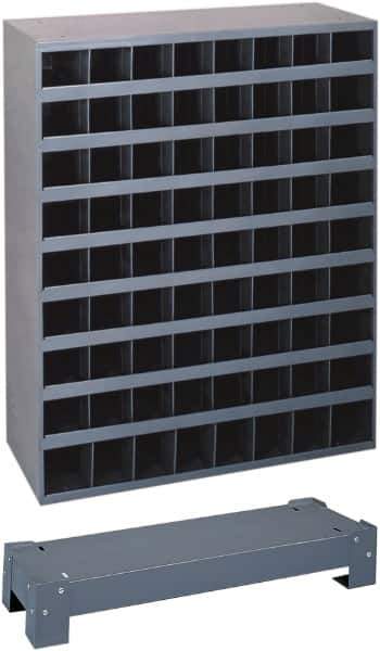 Durham - 40 Bin Bin Shelving Unit with Openings and Base - 12 Inch Overall Depth x 24 Inch Overall Height, Gray Steel Bins - Exact Industrial Supply