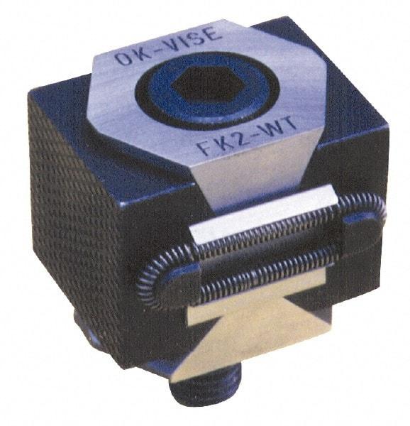 Mitee-Bite - 33,000 Lb Holding Force Double Vise Wedge Clamp - 2.24" Wide x 1.65" Deep x 1.65" High Base, 48 to 52 HRC, 2.24 to 2.64" Jaw Spread, 250 Lb/Ft Torque, 5/8-11 Screw Thread - Exact Industrial Supply