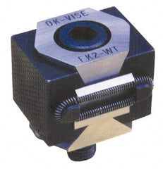 Mitee-Bite - 33,000 Lb Holding Force Double Vise Wedge Clamp - 2.24" Wide x 1.65" Deep x 1.65" High Base, 48 to 52 HRC, 2.24 to 2.64" Jaw Spread, 250 Lb/Ft Torque, 5/8-11 Screw Thread - Exact Industrial Supply