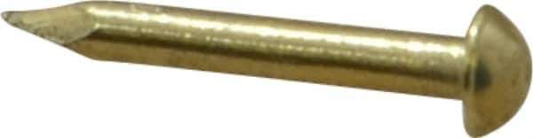 Made in USA - 16 Gauge, 1/2" OAL Escutcheon Pin Nails - Smooth Shank, Brass, Bright Finish - Exact Industrial Supply