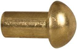 Made in USA - 3/16" Body Diam, Round Brass Solid Rivet - 3/8" Length Under Head - Exact Industrial Supply