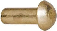 Made in USA - 3/16" Body Diam, Round Brass Solid Rivet - 1/2" Length Under Head - Exact Industrial Supply