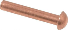 Made in USA - 1/8" Body Diam, Round Copper Solid Rivet - 3/4" Length Under Head - Exact Industrial Supply