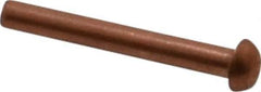 Made in USA - 1/8" Body Diam, Round Copper Solid Rivet - 1" Length Under Head - Exact Industrial Supply