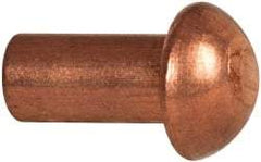 Made in USA - 3/16" Body Diam, Round Copper Solid Rivet - 3/8" Length Under Head - Exact Industrial Supply