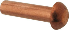 Made in USA - 3/16" Body Diam, Round Copper Solid Rivet - 3/4" Length Under Head - Exact Industrial Supply