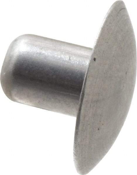 Made in USA - 3/16" Body Diam, Brazier Aluminum Solid Rivet - 1/4" Length Under Head, Grade 1100F, 0.467" Head Diam x 3/32" Head Height - Exact Industrial Supply