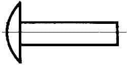 Made in USA - 3/16" Body Diam, Brazier Aluminum Solid Rivet - 3/4" Length Under Head, Grade 2117-T4, 0.467" Head Diam x 3/32" Head Height - Exact Industrial Supply