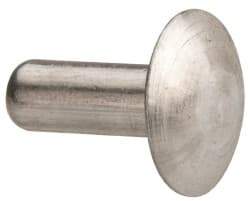 Made in USA - 3/16" Body Diam, Brazier Aluminum Solid Rivet - 1/2" Length Under Head, Grade 1100F, 0.467" Head Diam x 3/32" Head Height - Exact Industrial Supply