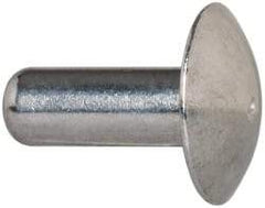 Made in USA - 3/16" Body Diam, Brazier Aluminum Solid Rivet - 1/2" Length Under Head, Grade 2117-T4, 0.467" Head Diam x 3/32" Head Height - Exact Industrial Supply