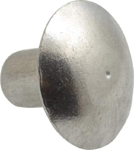 Made in USA - 1/4" Body Diam, Brazier Aluminum Solid Rivet - 3/8" Length Under Head, Grade 2117-T4, 5/8" Head Diam x 1/8" Head Height - Exact Industrial Supply