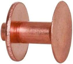 Made in USA - #8 Wire Body Diam, Flat Copper Belt Rivet with Washer - 1/2" Length Under Head, 1/2" Head Diam - Exact Industrial Supply