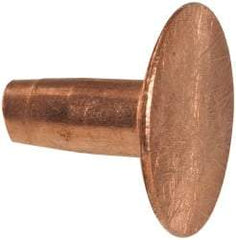 Made in USA - #10 Wire Body Diam, Flat Copper Belt Rivet with Washer - 3/8" Length Under Head, 7/16" Head Diam - Exact Industrial Supply