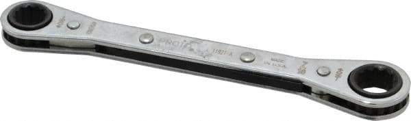 Proto - 3/8" x 7/16" 12 Point Ratcheting Box Wrench - Double End, 1-5/8" Head Diam x 1/2" Head Thickness, 5-1/2" OAL, Steel, Chrome Finish - Exact Industrial Supply