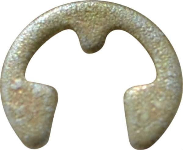 Rotor Clip - 0.074" Groove Diam, 3/32" Shaft Diam, Zinc Yellow Dichromate Steel, E Style External Retaining Rings - 0.02" Groove Width, 0.01" Groove Depth, 0.015" Ring Thickness, Grade 1060-1090 - Exact Industrial Supply