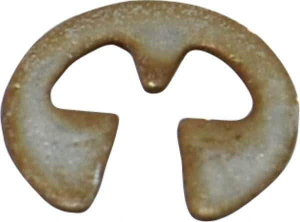Rotor Clip - 0.079" Groove Diam, 7/64" Shaft Diam, Zinc Yellow Dichromate Steel, E Style External Retaining Rings - 0.02" Groove Width, 0.015" Groove Depth, 0.015" Ring Thickness, Grade 1060-1090 - Exact Industrial Supply