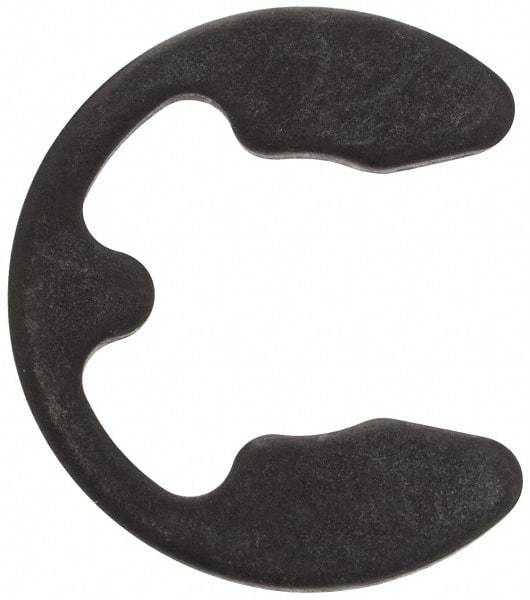 Rotor Clip - 10mm Groove Diam, 11 to 15mm Shaft Diam, Phosphate & Oil Steel, E Style External Retaining Rings - 1.25mm Groove Width, 1.2mm Ring Thickness, Grade 1060-1090 - Exact Industrial Supply