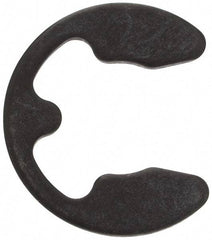 Rotor Clip - 10mm Groove Diam, 11 to 15mm Shaft Diam, Phosphate & Oil Steel, E Style External Retaining Rings - 1.25mm Groove Width, 1.2mm Ring Thickness, Grade 1060-1090 - Exact Industrial Supply