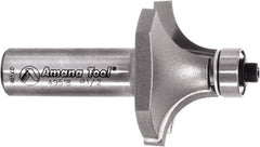 Amana Tool - 1-1/2" Cut Diam, 3/4" Length of Cut, 2 Flute Round-Over Edge Profile Router Bit - Carbide-Tipped, 1/2" Shank Diam, 2-5/8" OAL, Uncoated - Exact Industrial Supply