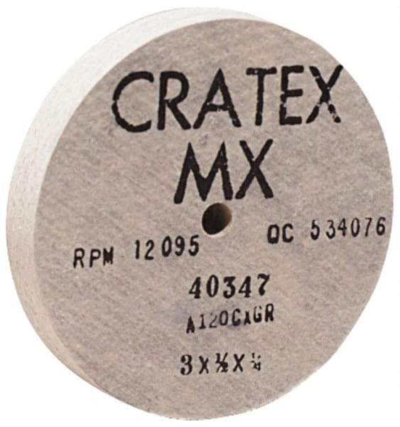 Cratex - 2" Diam x 1/4" Hole x 1/16" Thick, 54 Grit Surface Grinding Wheel - Aluminum Oxide, Type 1, Coarse Grade, 27,120 Max RPM, No Recess - Exact Industrial Supply