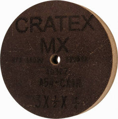Cratex - 3" Diam x 1/4" Hole x 1/2" Thick, 54 Grit Surface Grinding Wheel - Aluminum Oxide, Type 1, Coarse Grade, 18,080 Max RPM, No Recess - Exact Industrial Supply
